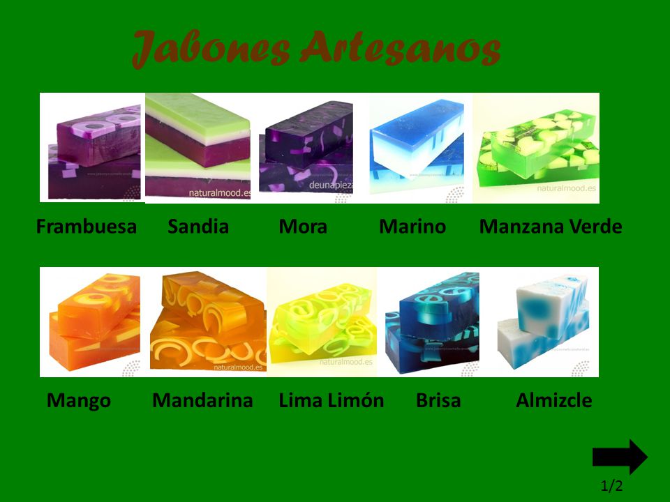 Jabones Artesanos Frambuesa Sandia Mora Marino Manzana Verde Mango