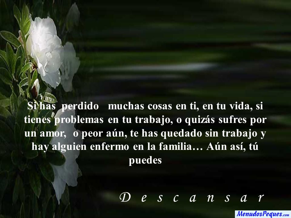 Si has perdido muchas cosas en ti, en tu vida, si tienes problemas en tu trabajo, o quizás sufres por un amor, o peor aún, te has quedado sin trabajo y hay alguien enfermo en la familia… Aún así, tú puedes