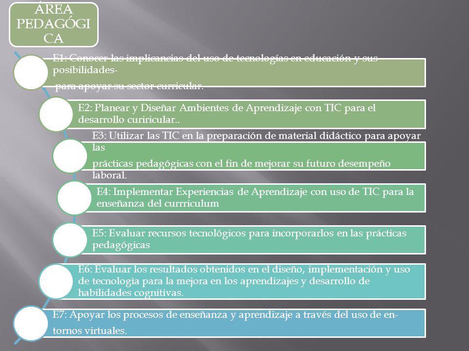 ÁREA PEDAGÓGICA E1: Conocer las implicancias del uso de tecnologías en educación y sus posibilidades-