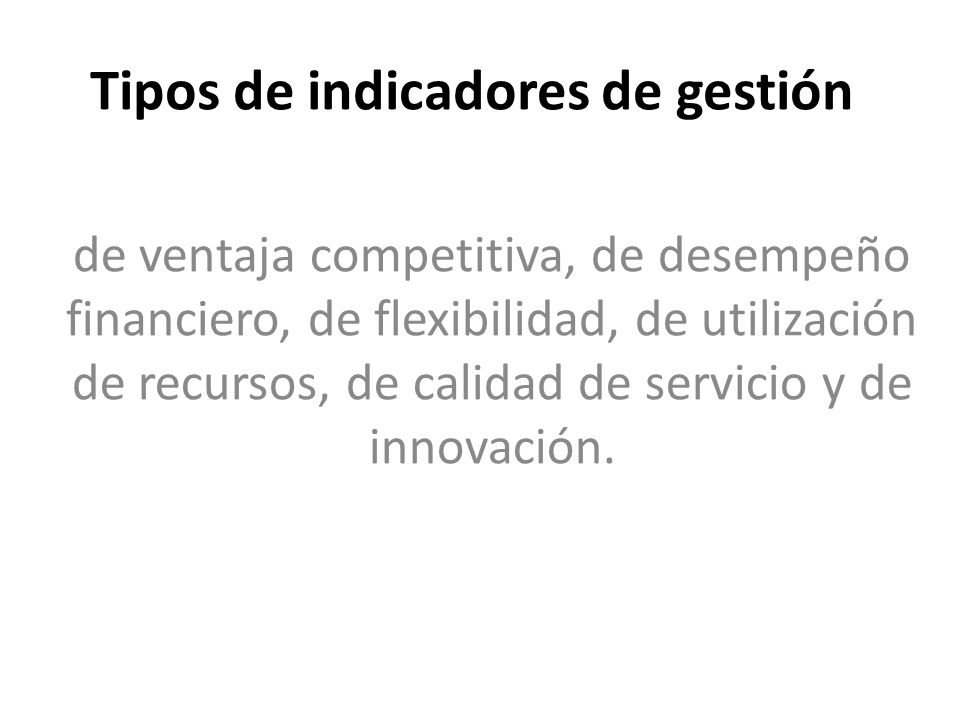 Tipos de indicadores de gestión