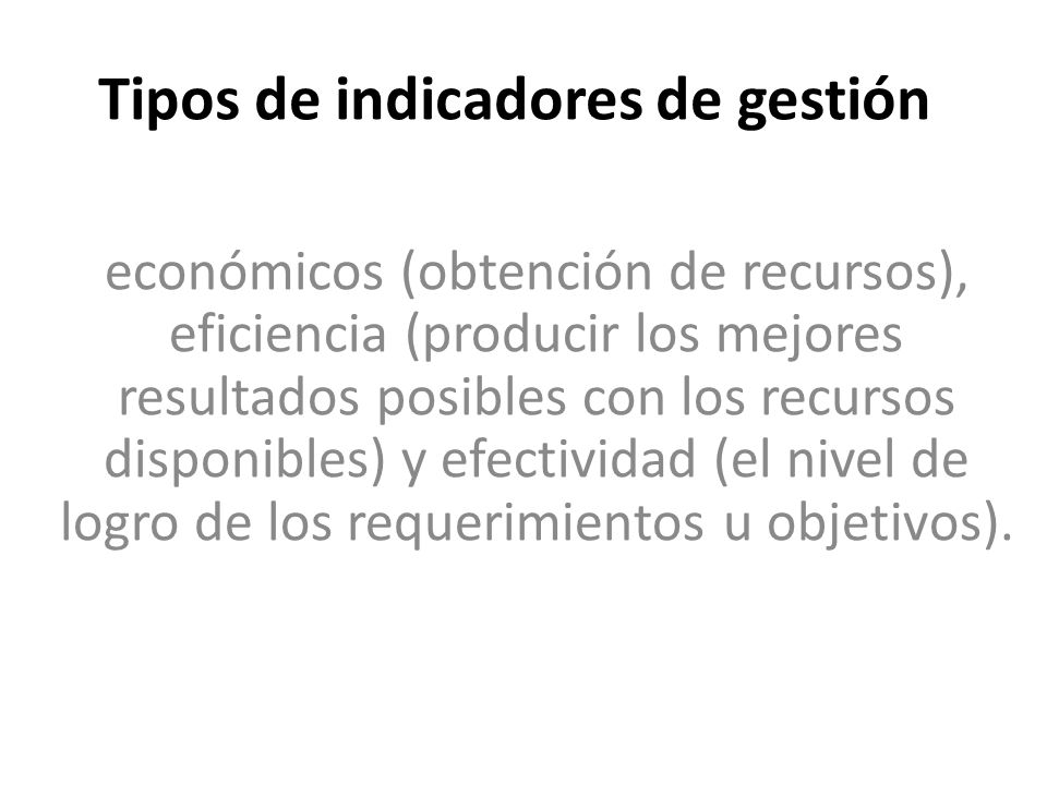 Tipos de indicadores de gestión