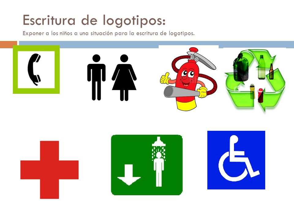 Escritura de logotipos: Exponer a los niños a una situación para la escritura de logotipos.