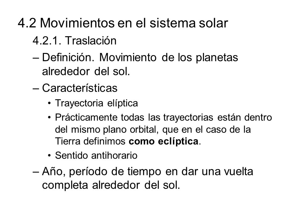 4.2 Movimientos en el sistema solar