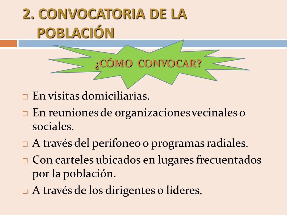 2. CONVOCATORIA DE LA POBLACIÓN