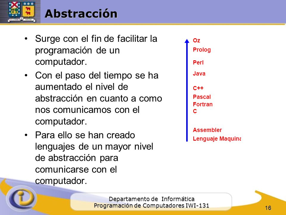 Abstracción Surge con el fin de facilitar la programación de un computador.