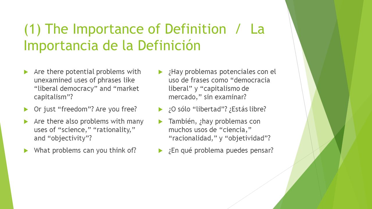 (1) The Importance of Definition / La Importancia de la Definición