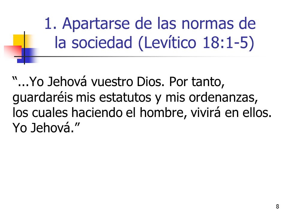 Apartarse de las normas de la sociedad (Levítico 18:1-5)
