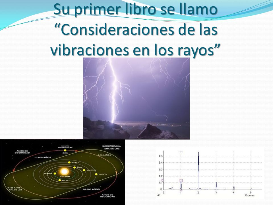 Su primer libro se llamo Consideraciones de las vibraciones en los rayos