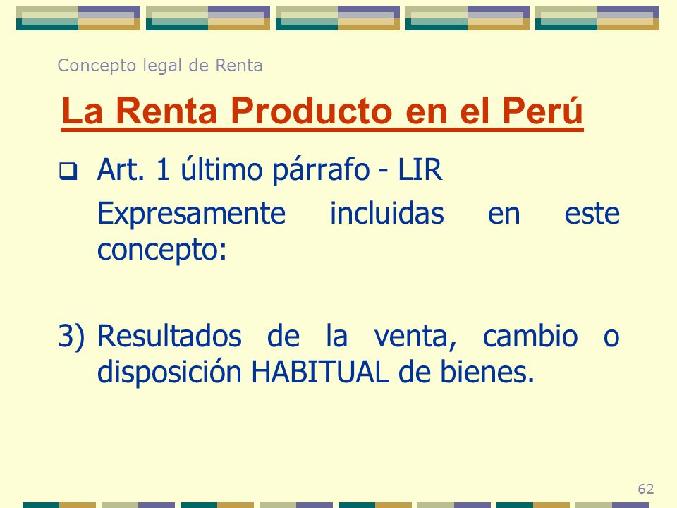 La Renta Producto en el Perú