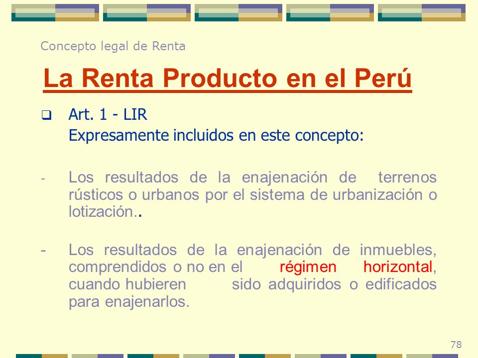 La Renta Producto en el Perú