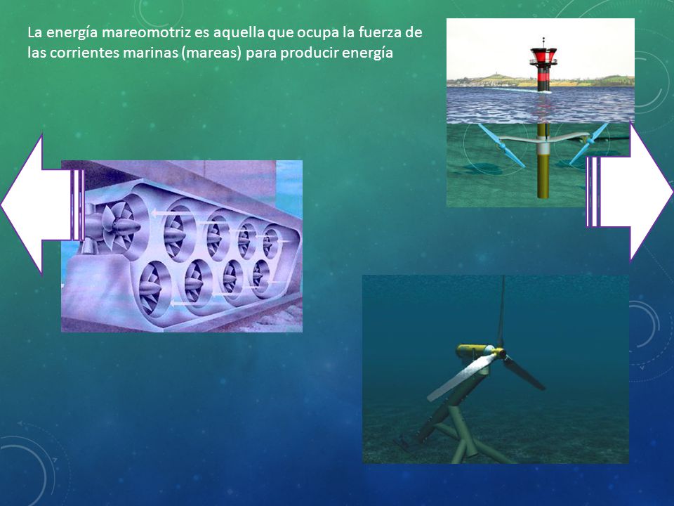 La energía mareomotriz es aquella que ocupa la fuerza de las corrientes marinas (mareas) para producir energía