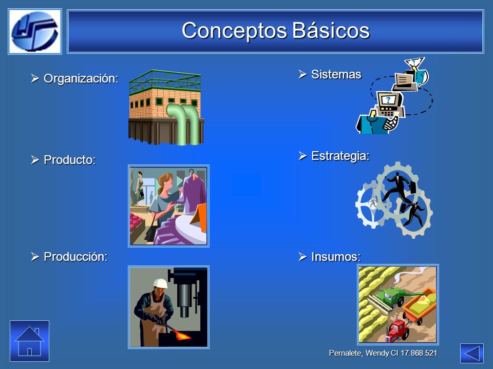 Conceptos Básicos  Sistemas  Organización:  Estrategia:  Producto: