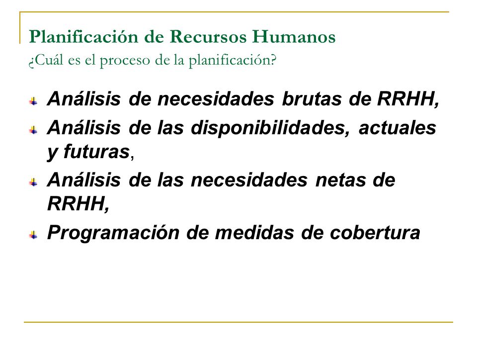 Planificación de Recursos Humanos ¿Cuál es el proceso de la planificación
