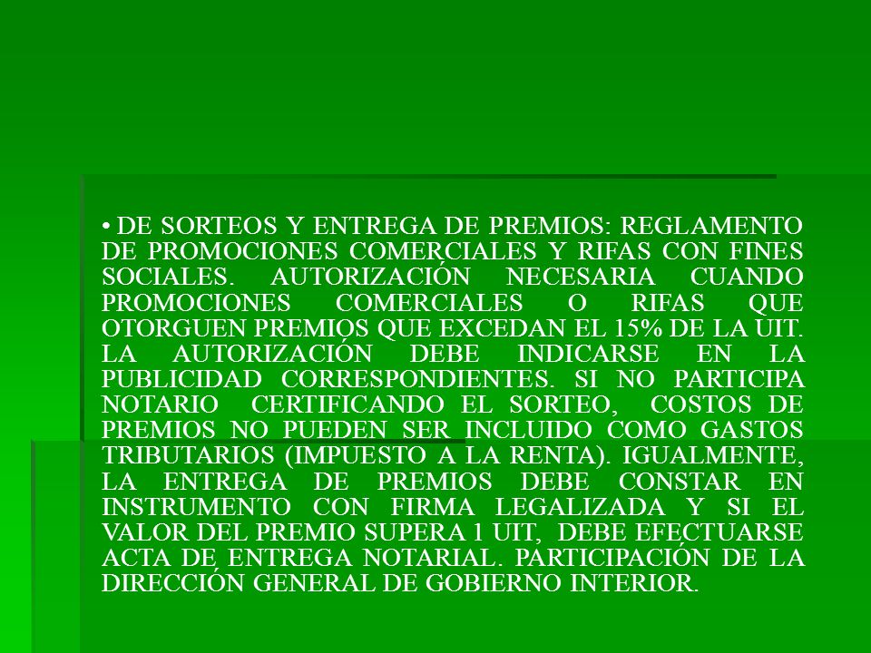 DE SORTEOS Y ENTREGA DE PREMIOS: REGLAMENTO DE PROMOCIONES COMERCIALES Y RIFAS CON FINES SOCIALES.