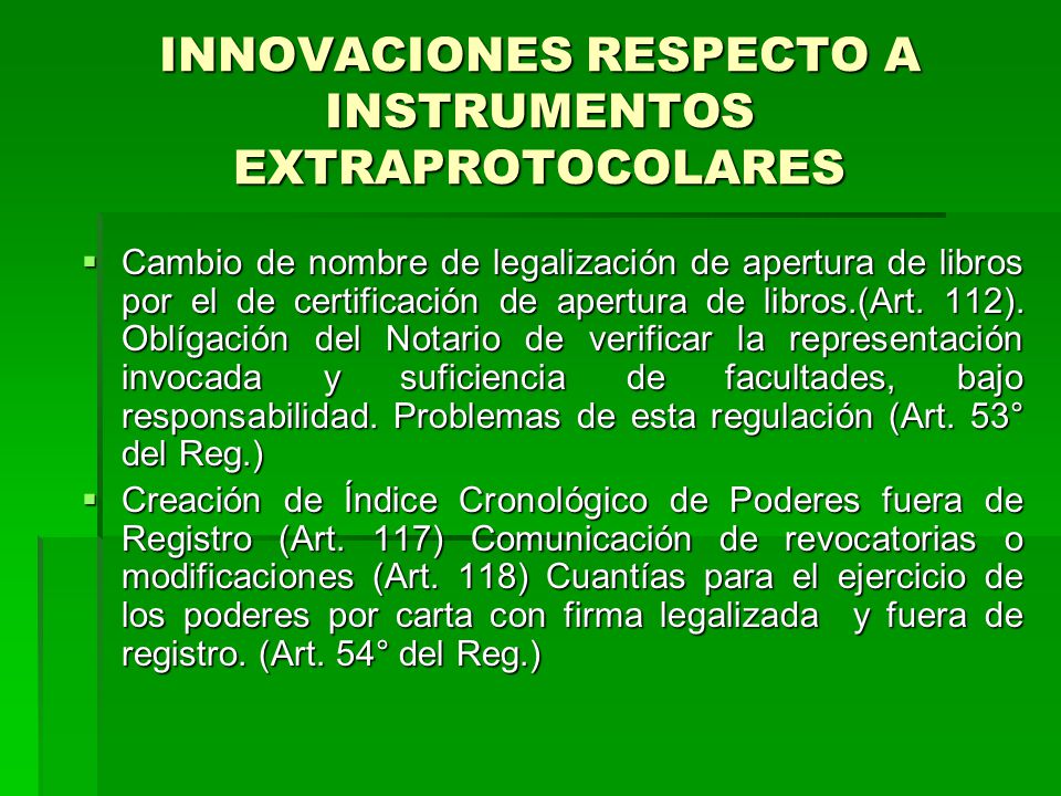 INNOVACIONES RESPECTO A INSTRUMENTOS EXTRAPROTOCOLARES