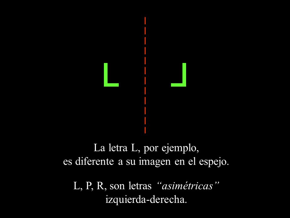 La letra L, por ejemplo, es diferente a su imagen en el espejo.