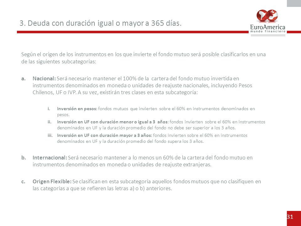 3. Deuda con duración igual o mayor a 365 días.