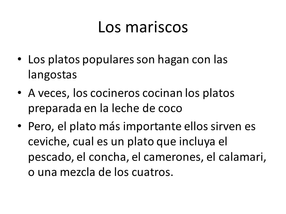 Los mariscos Los platos populares son hagan con las langostas