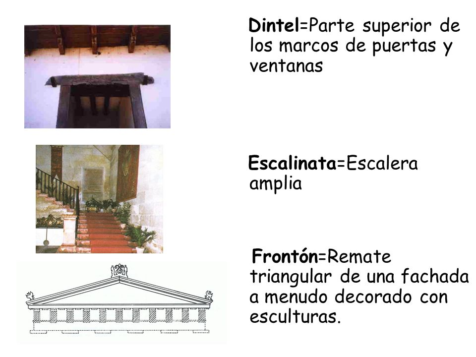 Dintel=Parte superior de los marcos de puertas y ventanas