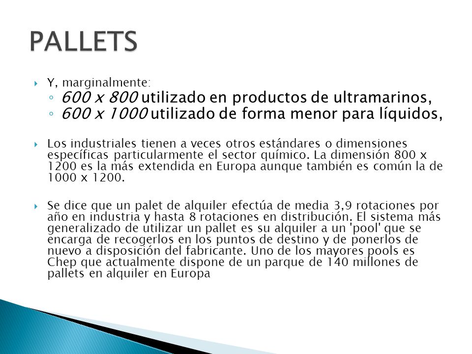 PALLETS 600 x 800 utilizado en productos de ultramarinos,