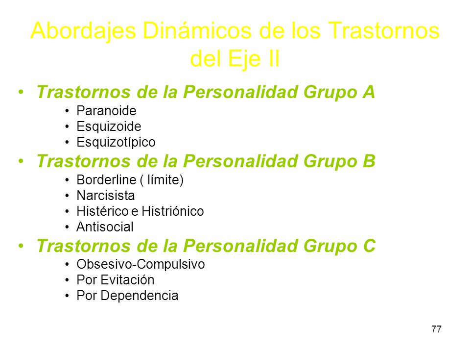 Abordajes Dinámicos de los Trastornos del Eje II