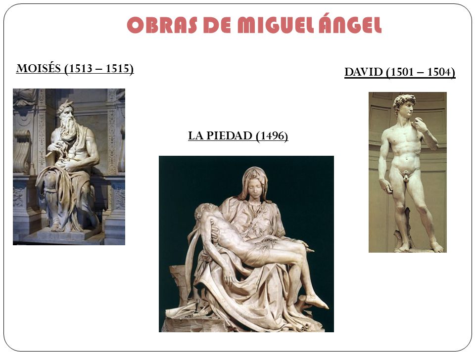 OBRAS DE MIGUEL ÁNGEL MOISÉS (1513 – 1515) DAVID (1501 – 1504)
