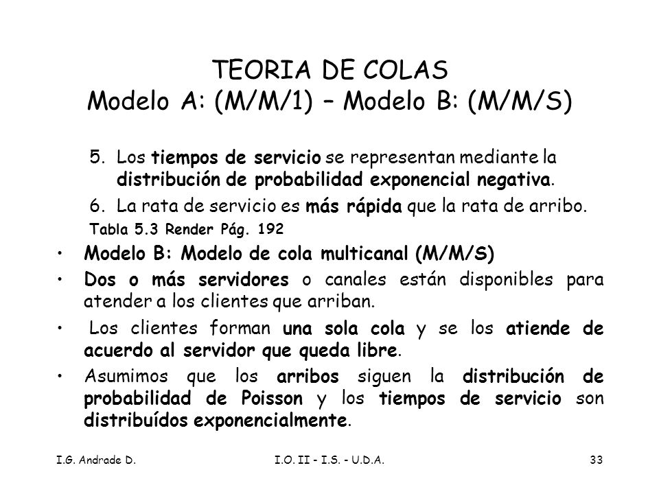 TEORIA DE COLAS Modelo A: (M/M/1) – Modelo B: (M/M/S)
