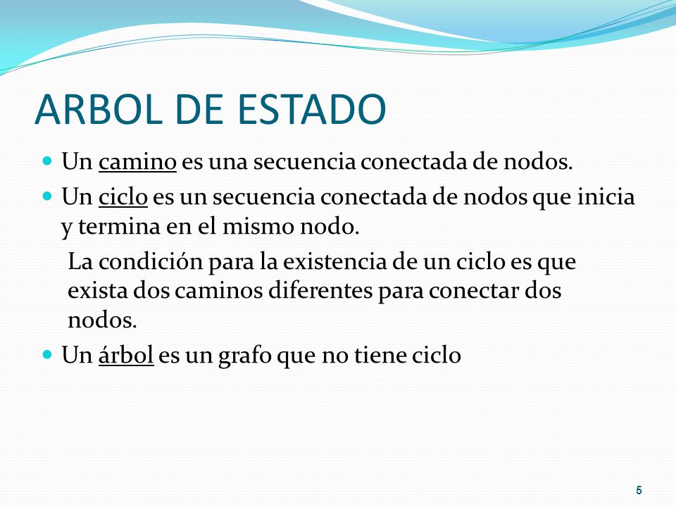 ARBOL DE ESTADO Un camino es una secuencia conectada de nodos.