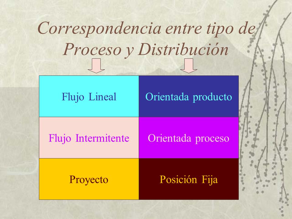 Correspondencia entre tipo de Proceso y Distribución