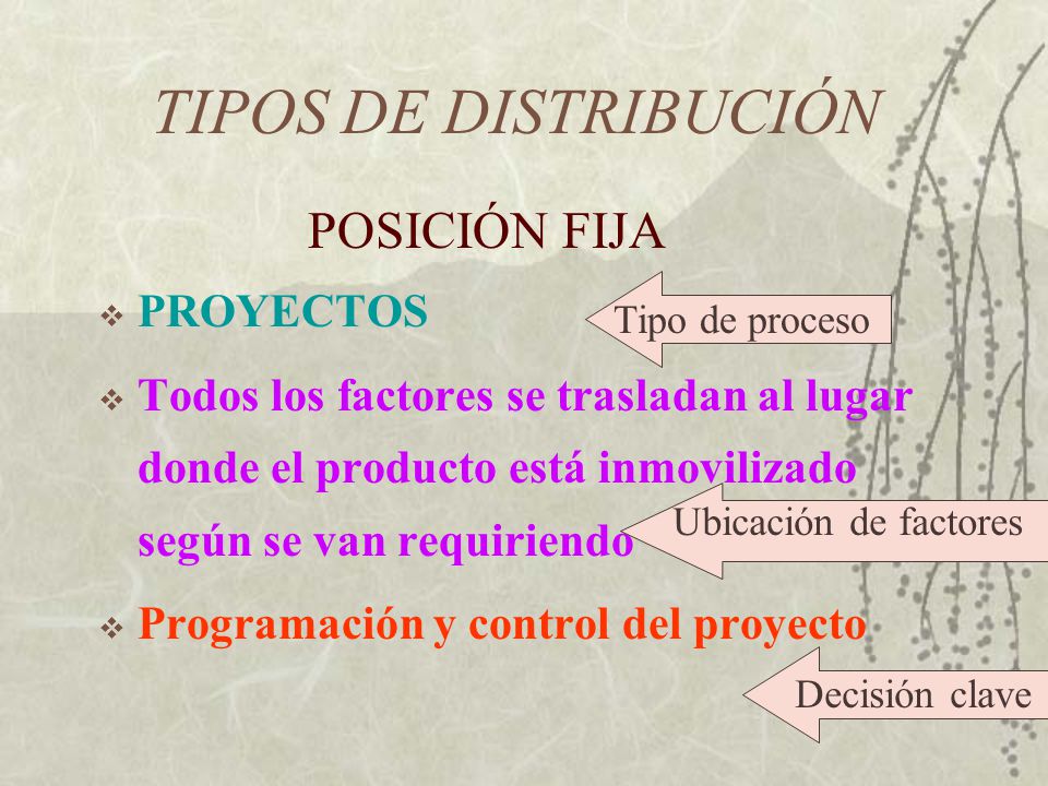 TIPOS DE DISTRIBUCIÓN POSICIÓN FIJA PROYECTOS
