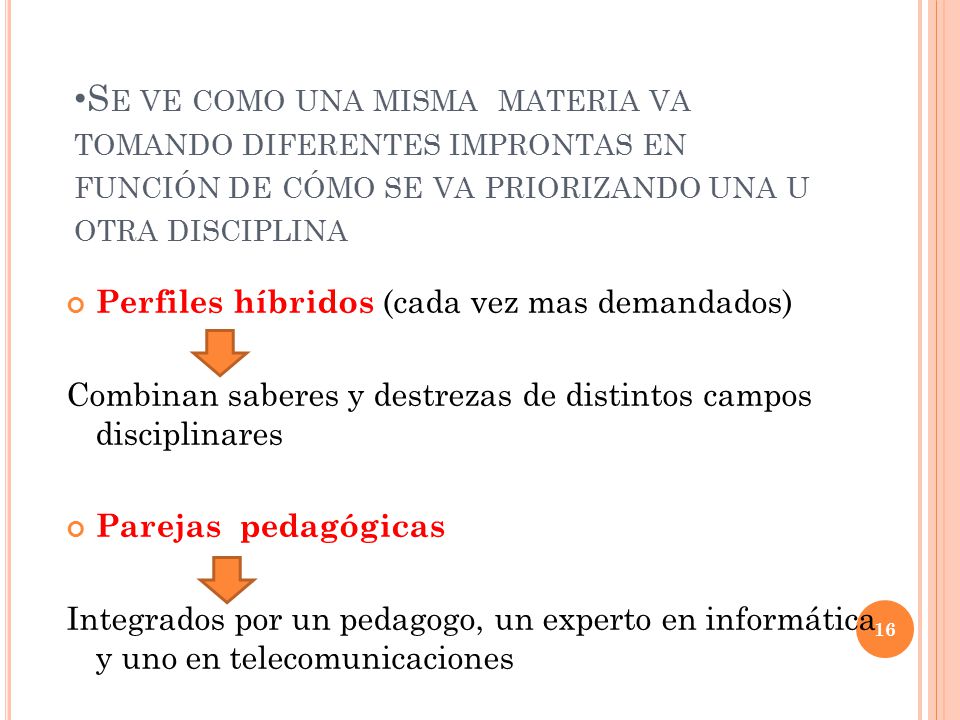 Se ve como una misma materia va tomando diferentes improntas en función de cómo se va priorizando una u otra disciplina