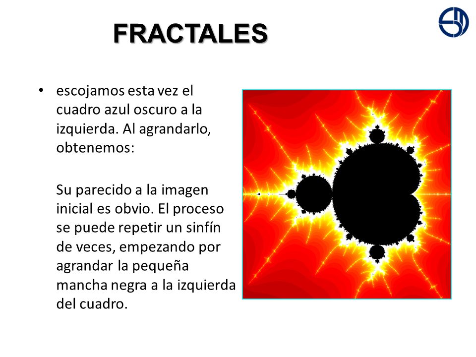 FRACTALES escojamos esta vez el cuadro azul oscuro a la izquierda. Al agrandarlo, obtenemos: