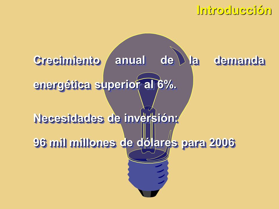 Introducción Crecimiento anual de la demanda energética superior al 6%.