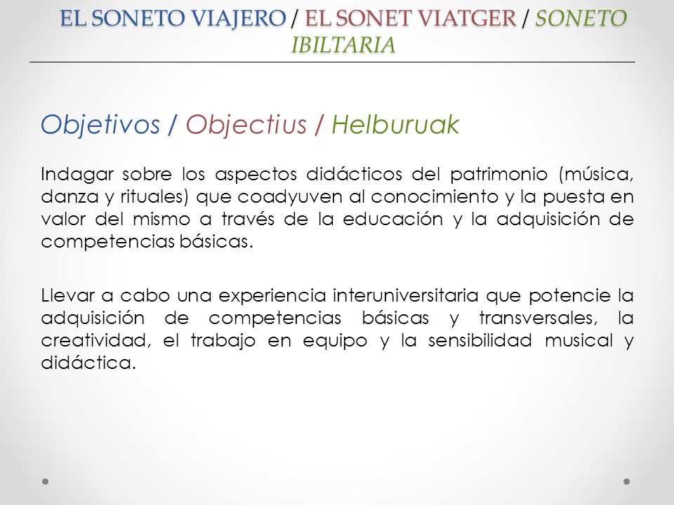 EL SONETO VIAJERO / EL SONET VIATGER / SONETO IBILTARIA