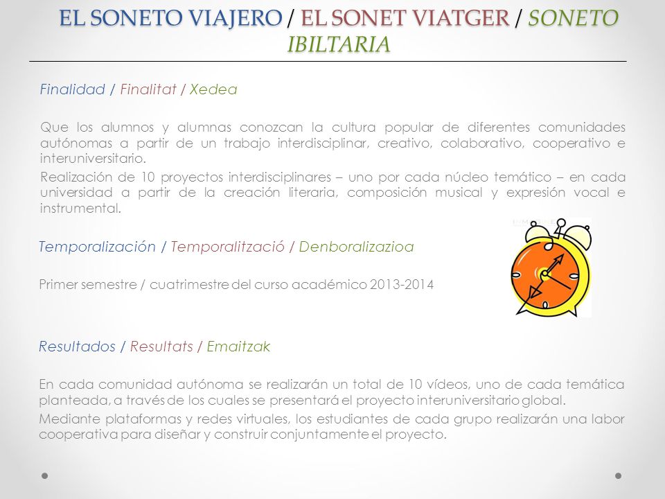 EL SONETO VIAJERO / EL SONET VIATGER / SONETO IBILTARIA