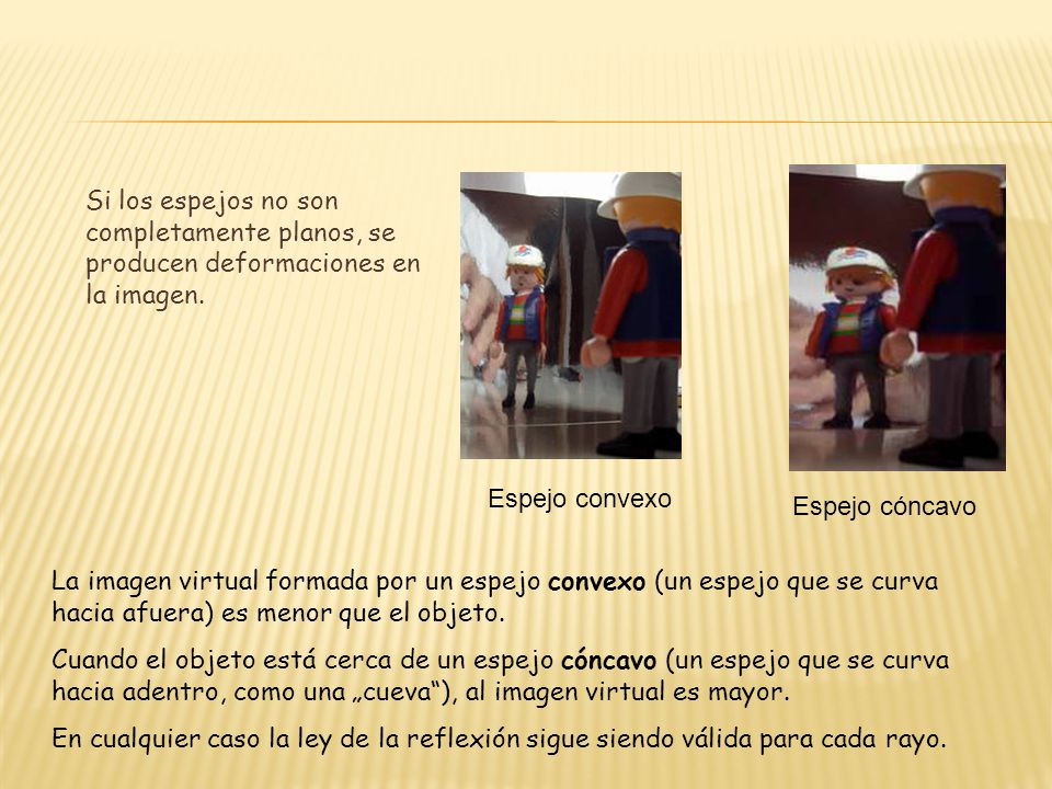 Si los espejos no son completamente planos, se producen deformaciones en la imagen.