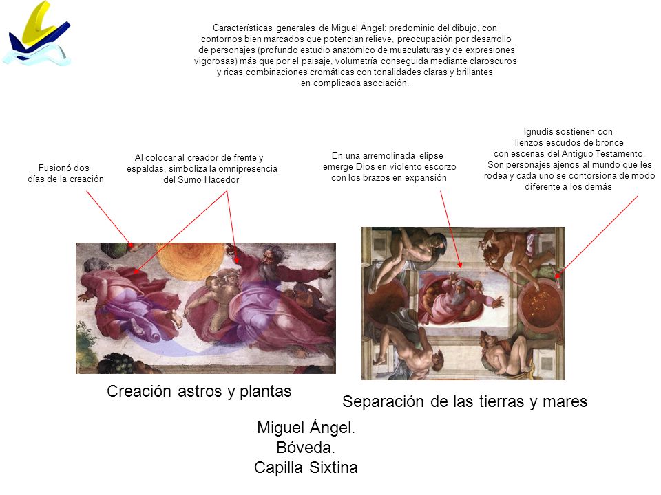 Creación astros y plantas Separación de las tierras y mares