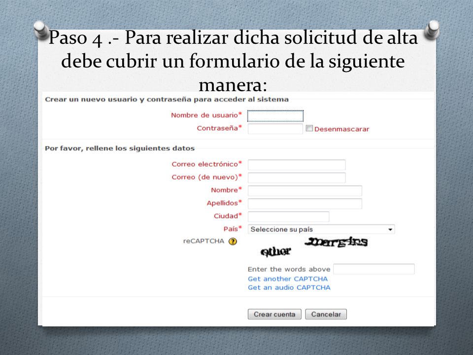 Paso 4 .- Para realizar dicha solicitud de alta debe cubrir un formulario de la siguiente manera: