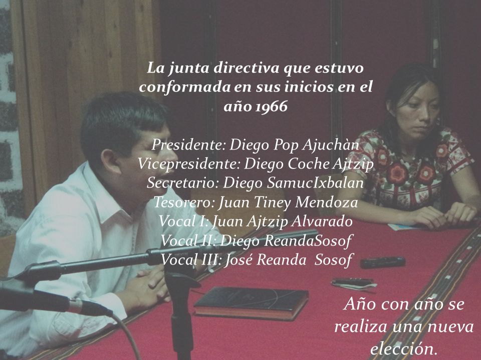 La junta directiva que estuvo conformada en sus inicios en el año 1966