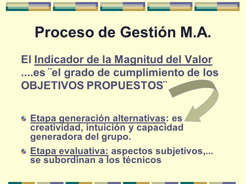 Proceso de Gestión M.A. El Indicador de la Magnitud del Valor