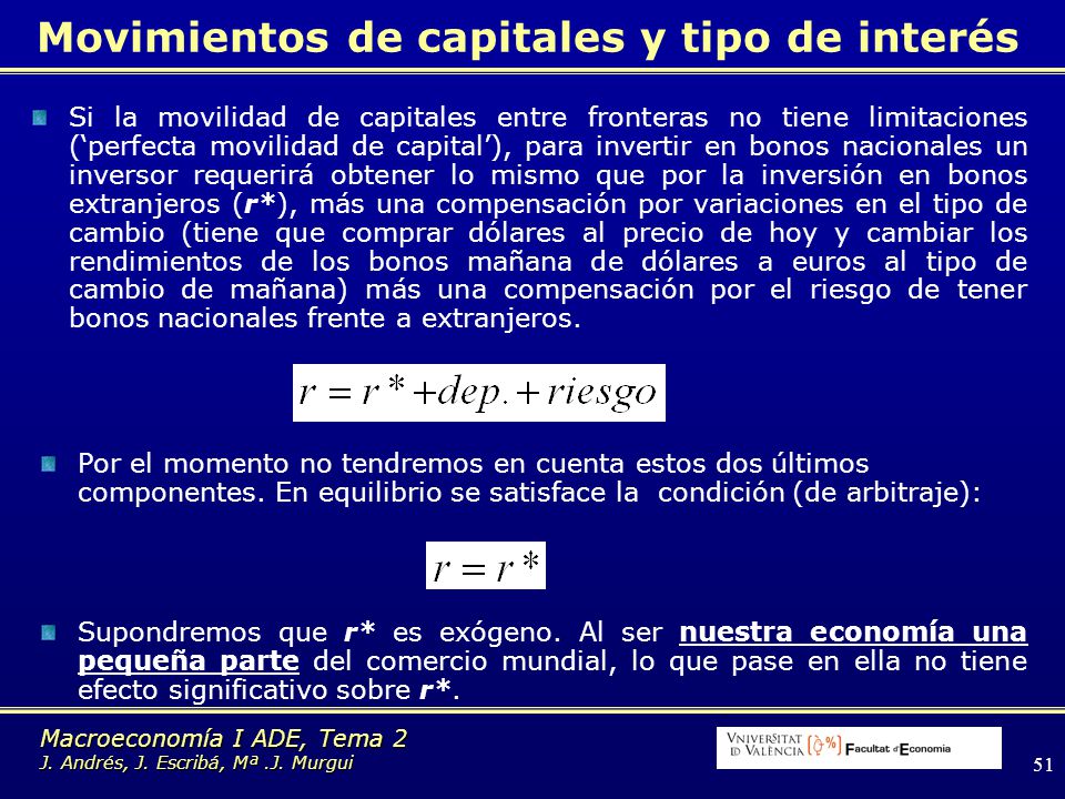 Movimientos de capitales y tipo de interés