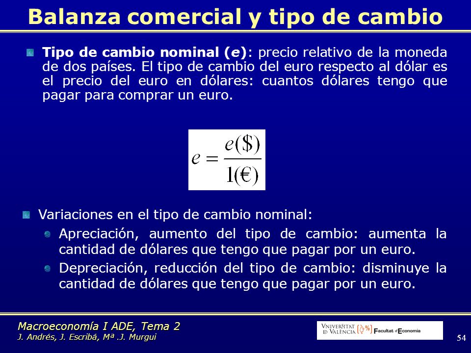Balanza comercial y tipo de cambio