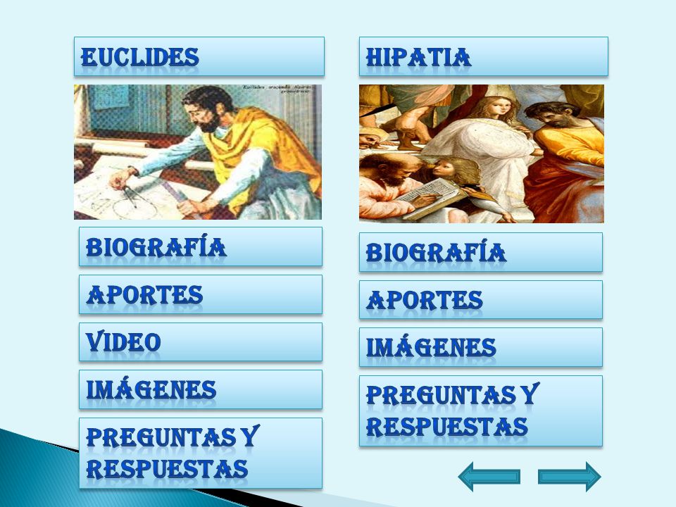 Euclides hipatia. biografía. biografía. aportes. aportes. video. imágenes. imágenes. Preguntas y respuestas.