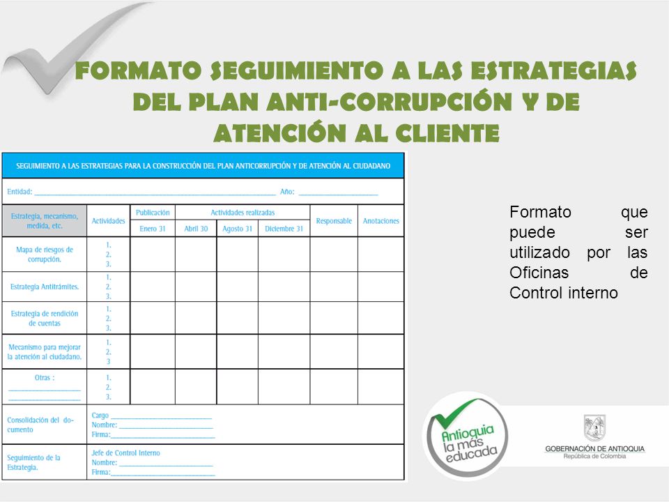 FORMATO SEGUIMIENTO A LAS ESTRATEGIAS DEL PLAN ANTI-CORRUPCIÓN Y DE ATENCIÓN AL CLIENTE