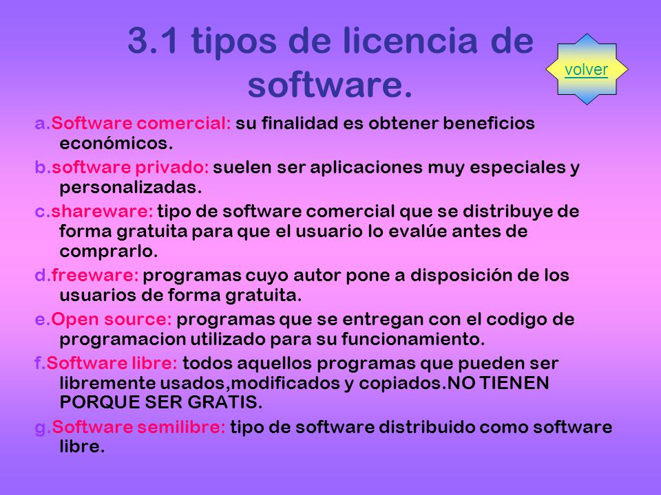 3.1 tipos de licencia de software.