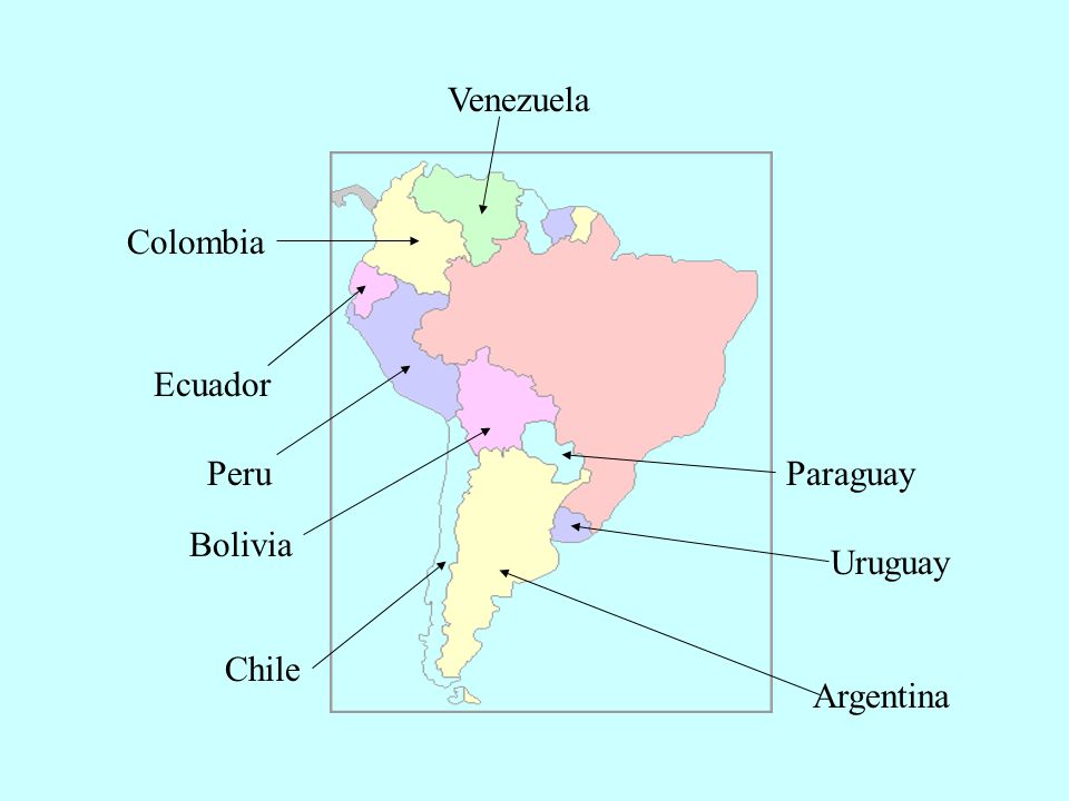 Venezuela Colombia Ecuador Peru Paraguay Bolivia Uruguay Chile Argentina