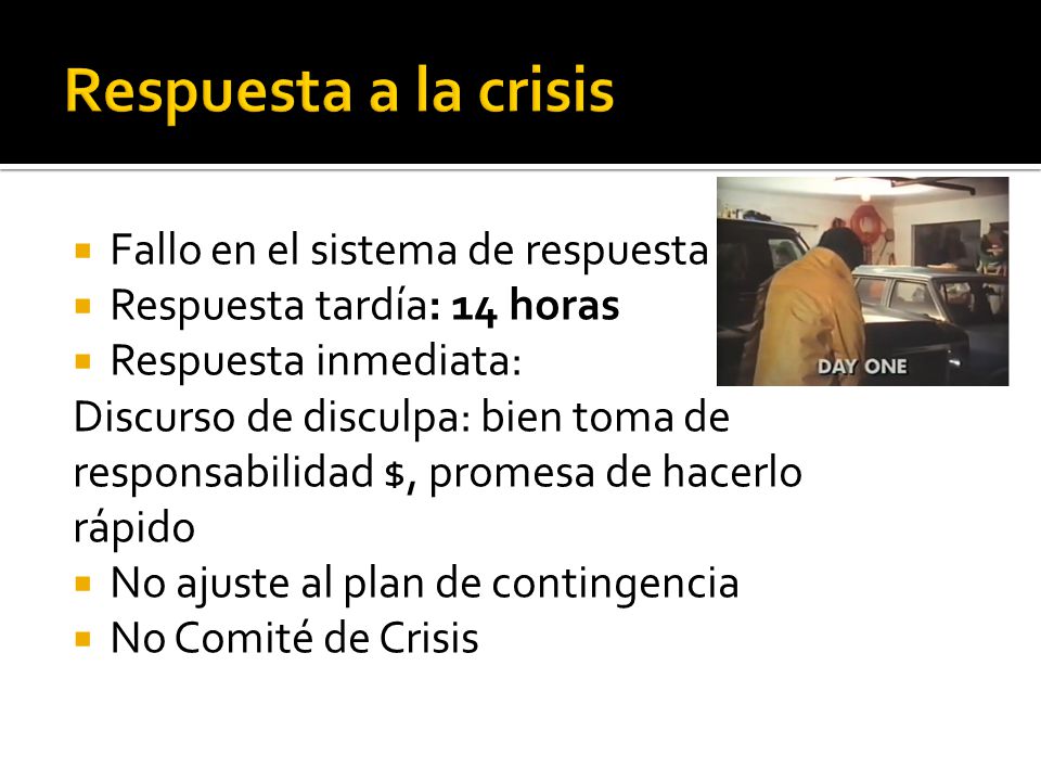 Respuesta a la crisis Fallo en el sistema de respuesta
