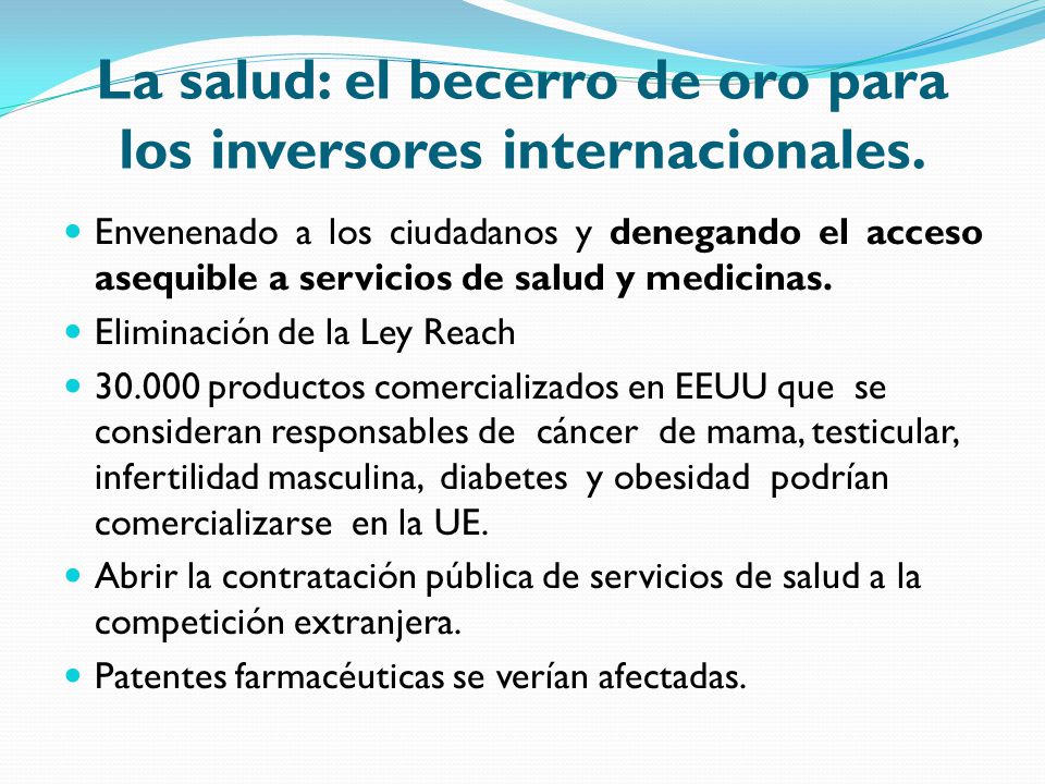 La salud: el becerro de oro para los inversores internacionales.