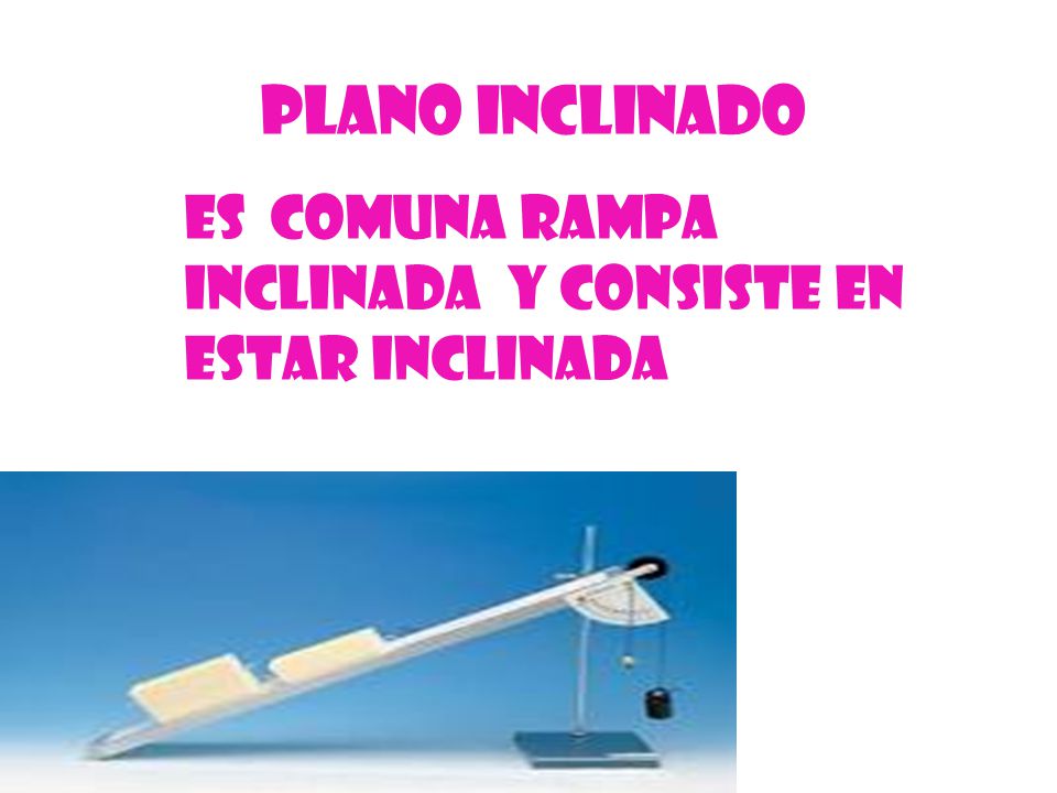 Plano Inclinado Es comuna rampa inclinada y consiste en estar inclinada