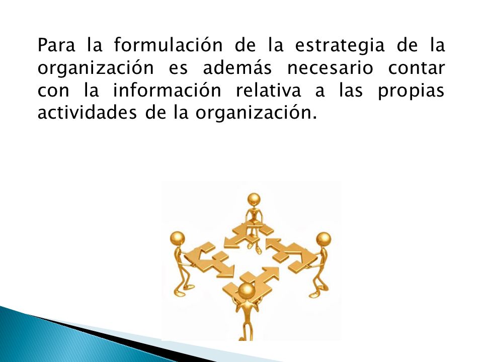 Para la formulación de la estrategia de la organización es además necesario contar con la información relativa a las propias actividades de la organización.
